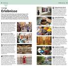 "TOP10 Erlebnisse" und zehn Aufzählungen zu Aktivitäten in Marrakesch, inklusive Marktbesuch und Erholung im Garten.