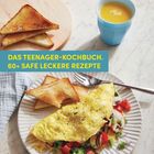 Text: "Kochen ist keine Raketenwissenschaft!" Eine Backform mit bunten Nachos, darauf Oliven, Tomaten, Käse und Sauerrahm.