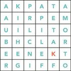 Buchstaben in einem 7x7-Raster. Ein "K" ist rot markiert.