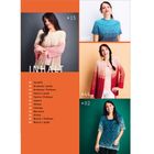 Text: INHALT, 02 Sarielle, 06 Arvienne | Jacke, 10 Arvienne | Pullover, 15 Fenira | Jacke, 20 Fenira | Pullover, 24 Ismara. Links vier Fotos, davon drei Frauen in gestrickten Outfits.