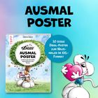 "AUSMAL POSTER" und "30 süße Diddl-Poster zum Ausmalen im XXL-Format" auf blauem Hintergrund. Illustration: Maus hält Herz.