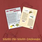 Zwei Magazinseiten mit Anleitungen zum Spiel "Das verrückte Labyrinth". Unten der Text "Schritt-für-Schritt-Erklärungen".
