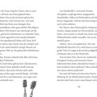 Seite 15. Text beschreibt Gespräche über gebrauchte Zahnbürsten und Handytaschen. Eine Zeichnung von zwei Zahnbürsten ist vorhanden.