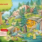 "Der Zauberwald" und "Profrage: Wie viele Zwerge kannst du entdecken?" enthüllt eine magische Waldszene mit Fabelwesen.
