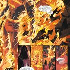 "Wir haben uns so oft bekämpft, Time Trapper. Du wirst auch heute verlieren." Flammende Figur in heroischer Pose.