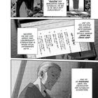 Texte beschreiben eine Tragödie der Katabuchi-Familie, ein Ritual namens "Opfer der linken Hand" und ihren Großvater Shigeharu. In einem Raum sind Handabdrücke an der Wand, eine Person sitzt am Boden und ein Mann steht in der Tür.