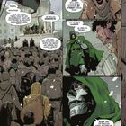 Comic mit Figuren in winterlich gekleideter Menge. Zwei Figuren diskutieren über Demokratie und Doom. Schneefall sichtbar.