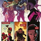 Comicseite mit mehreren Panels: 

1. Oben links: "Ich könnte wirklich dringend eine Pause brauchen!" und "Nun, kleine Spinne... wirst du Anansis Champion?" Figuren in farbenfrohen Kostümen im Weltraum.

2. Unten: "Aber es gibt noch mehr, die Probleme haben." Zwei Panels zeigen Kampfszenen.

3. Rechts: "Und wenn was zu gut scheint, um wahr zu sein... ist es das auch meistens." Junge Person betrachtet nachdenklich Karte.