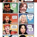 Sprechblasen und Kästen zeigen Kommentare zu Horror und Mutanten. Illustrationen von verschiedenen Charakteren und Autoren.