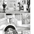 „Um Hilfe geschrien?“, „Hat da jemand...“, „KLAK“, „KREEK“, „SCHLINZ“. Szene mit Figuren in Clown- und Zirkuskleidung.