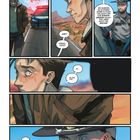 Ein Mann läuft auf einer Straße. Ein Polizist fragt ihn, was er dort sucht und was in seiner Tasche ist. Illustration.