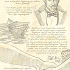 Texte: Gedanken über Erziehung, Bedeutung von Zeit, Dankbarkeit für Alfred. Zeichnung: Mann in Anzug, faltbare Boote, Händedruck.