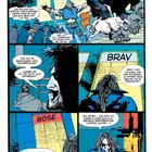 Eine Comic-Seite zeigt Figuren vor Tafeln mit "BÖSE" und "BRAV". Ein großer Wolf und ein Mensch interagieren und planen.