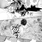 Eine Manga-Seite mit dramatischen Szenen, Zauberspruch, Magiekreis und einem fliehenden Prinzen im Türrahmen.