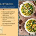 "Sauerampfer-Suppe", Rezept für 4-5 Portionen, Zubereitungszeit: 2 Stunden. Zutaten und Anleitung. Abbildung: Suppe in Schalen.