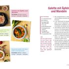 Tag 12: Galette mit Äpfeln und Mandeln, Gemüsesuppe mit Pak Choi und Sprossen, Amarant-Salat mit Avocado und Sprossen.