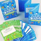 "Twitterperlen NICHT LACHEN CHALLENGE", Kartenspiel in Blau und Grün mit lachenden Emojis und Anweisungen für Spieler.