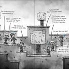 Comic: Vier Personen in einem hügeligen, winterlichen Gelände. Sie diskutieren über einen Knall und eine Hexe.