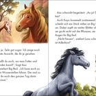 Text: Ein Dialog über eine schöne Aussicht und Wasserstellen. Illustration: Vier Pferde in einer Wald- und Gebirgslandschaft.