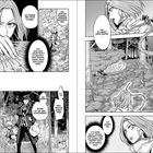 Das Bild zeigt eine Manga-Szene mit Gesprächen über Bannkreise und seltsame Vorkommnisse in einem Wald. Eine Person nennt Kai.