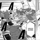 Kampfszene-Illustration: Soldaten mit Helmen kämpfen. Text: "Alle Truppen bereit für den Kampf! Vernichtet die Armee aus Enami!"