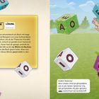 "Challenge 24", "Lösung": Vier Blöcke mit Buchstaben E, U, A, O und I, bunte Landschaft, Figur mit königlichem Gewand.