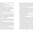Doppelseitiger Textauszug, Seiten 12-13. Dialog und Erzählung über Reisen, Erinnerungen und emotionale Konflikte.