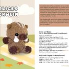 Pummeliges Wildschwein: Anleitung, Maßangaben, Materialliste, Häkelschritte. Links Illustration eines plüschigen Wildschweins.