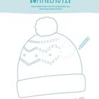 "Kunterbunte Bommelmütze. Diese Mütze sieht noch ein wenig farblos aus. Male bunte Muster hinein!" zeigt eine Mütze zum Ausmalen.