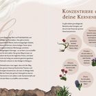 KONZENTRIERE DICH AUF DEINE KERNENERGIEN. Es gibt sieben grundlegende Bereiche. Illustrationen von Pflanzen.