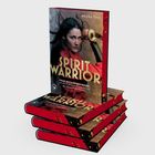 „SPIRIT WARRIOR“ von Annika Sala. Frau in rotem Gewand mit Schwert, stapelweise Bücher.