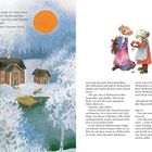 Birkenlund heißt das große rote Haus unten am Fluss. Madita wohnt dort mit ihrer Familie. Rechte Seite: Zwei Kinder.