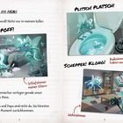 Titel: Montag, am Abend.  
Text: Sie sind überall! Nicht nur in meinem Keller.  
Illustrationen von kreativen kleinen Monstern, die ein Zuhause verwüsten.