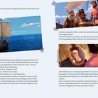 Text über ein Schiff: Die Süße Suse war fort, ein anderes Schiff näherte sich. Unten: Ein Baby in einer hölzernen Wanne.