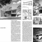 Texte: „HOUSES, INTERIORS, PROJECTS“ von Harry Seidler. Pläne und Fotos moderner Häuser mit klaren Linien, großen Fenstern.