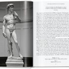 Rechts im Bild Text über Michelangelos Rückkehr nach Florenz, seine Arbeiten und den "David". Links eine Statue von David.