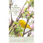 Zitat: "Im Licht der Ostersonne...erstes Licht." Friedrich von Bodelschwingh. Ein gelber Vogel sitzt auf blühenden Zweigen.