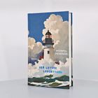 "Der letzte Leuchtturm. Roman von Michael Pedersen." Illustration eines Leuchtturms vor dramatischen Wolken.