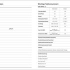 Persönliche Daten und wichtige Telefonnummern für Deutschland, Schweiz, Österreich, einschließlich Notfall- und Sperrnummern.