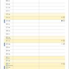 Kalenderblatt für März mit Daten und Wochentagen. Illustration: Zwei Personen, Dialog über einen Bikini.