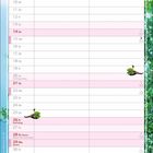 Kalender für März. Daten: 1-31, markierte Tage: 8 Int. Frauentag, 20 Frühlingsanfang, 26 Karfreitag, 28 Beginn Sommerzeit. Illustration: Hase, Wildschwein, Schwein mit Herz unter Baum.