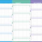 Kalender für Juli, August, September. Unterteilt in Tage, Daten und Wochentage. Farbige Spalten für jeden Monat.