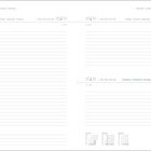 Kalenderseiten für den 8. bis 10. Januar, Freitag bis Sonntag, mit Linien für Notizen und kleinen Monatsübersichten unten.