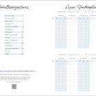 "Inhaltsverzeichnis", "Mein Stundenplan" oben; Liste von Themen links, Stundenplan-Tabelle rechts; QR-Code in der Ecke.