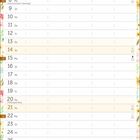 Kalender für März mit Blumendekor, internationale und religiöse Feiertage markiert. Platz für Notizen vorhanden.