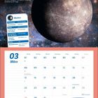 Superflinker Merkur: Kleinster und schnellster Planet, umkreist die Sonne in 88 Tagen. Kalenderblatt für März, Bild von Merkur.