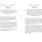 "Süße Grießpuffer" und "Crêpes Suzette" mit Zutaten und Rezepten. Links Grießpuffer, rechts Crêpes Suzette. Tipp: Beeren.