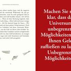 Links steht Text über negative Gedanken und ihre Auswirkungen auf Geldverfügbarkeit. Rechts groß: "Machen Sie sich klar..."
