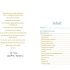 Links ein poetischer Text über Trost und Hoffnung, unterschrieben mit „Herzlich“ und einer Unterschrift. Rechts das Inhaltsverzeichnis mit Kapiteln wie „Dunkelheit“ und „Zerbrechliches Leben“.