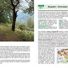 "Bürgstein – Schwoikaer Schweiz" beschreibt eine Wanderung. Links ein Waldweg mit Bäumen, rechts Text und Wanderkarte.
